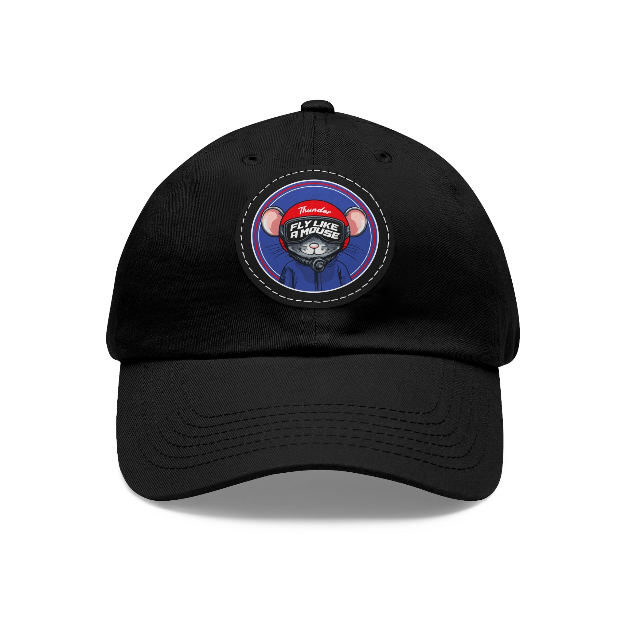 Fly Like a Mouse Dad Hat with Leather Patch (Round)