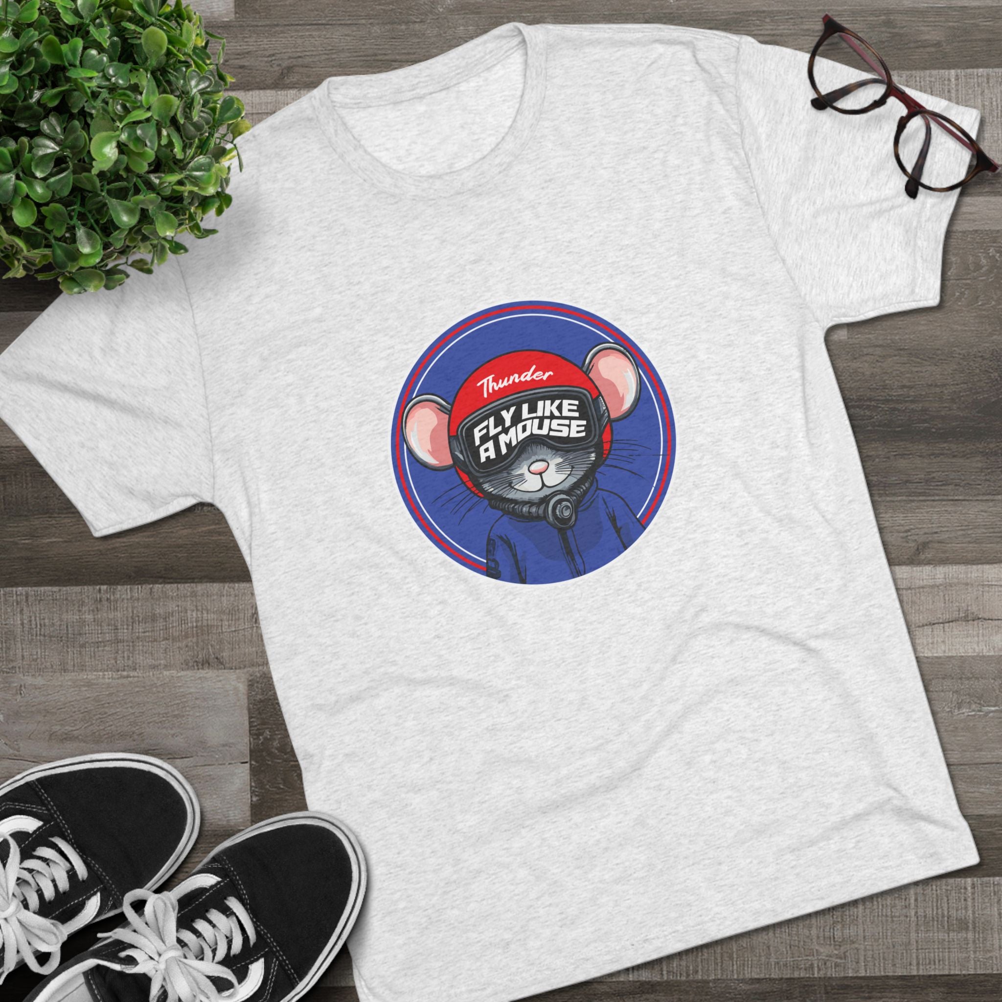 Fly Like a Mouse Graphic Tee — Unisex Tri-Blend Crew Tee