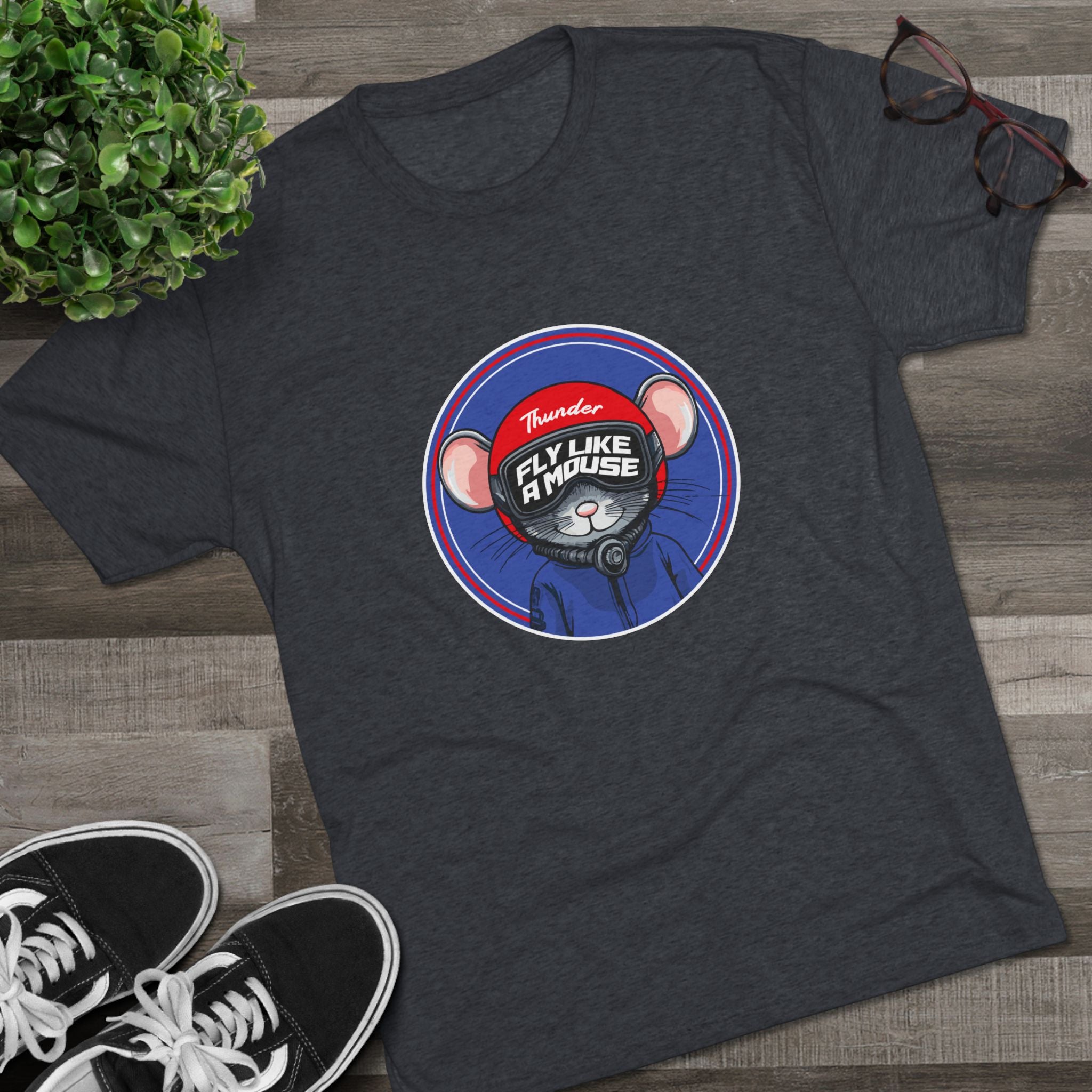 Fly Like a Mouse Graphic Tee — Unisex Tri-Blend Crew Tee