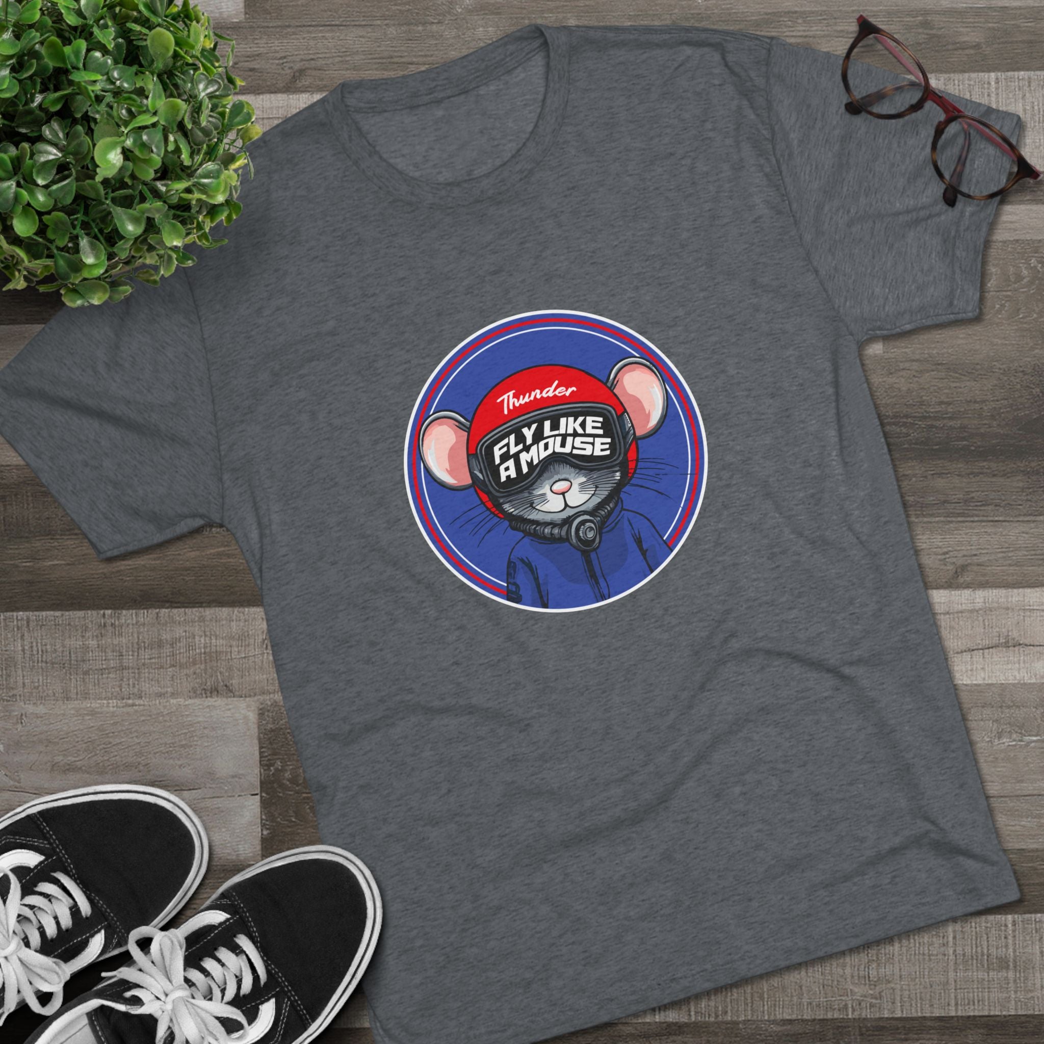Fly Like a Mouse Graphic Tee — Unisex Tri-Blend Crew Tee